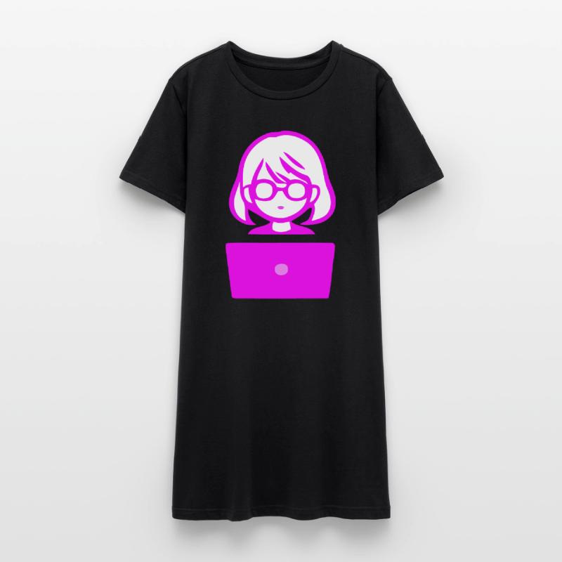 Woman with Computer Programmer Coder Women’s T-Shirt Dress
