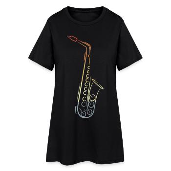Vintage Saxophone Drawing - Women’s T-Shirt Dress - black - Front