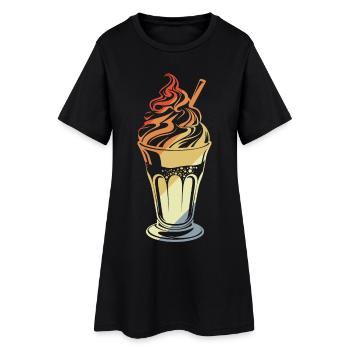 Eisbecher Retro Stil - Frauen T-Shirt-Kleid - Schwarz - Vorne