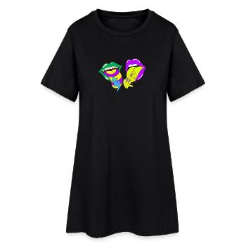 Lèvres psychédéliques avec de l’acide et des champignons - Robe T-shirt Femme - noir - Devant