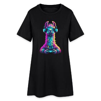 Jeux vidéo d’animaux de lama drôles - Robe T-shirt Femme - noir - Devant