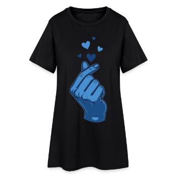 Kpop Musique coréenne Blue Finger Heart Love - Robe T-shirt Femme - noir - Devant