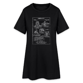 Monuments urbains de la ligne d’art de Lisbonne - Robe T-shirt Femme - noir - Devant