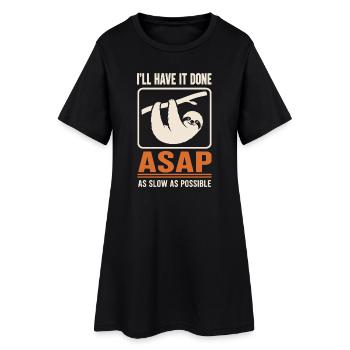 ASAP Langsam Sloth Motiv - Frauen T-Shirt-Kleid - Schwarz - Vorne