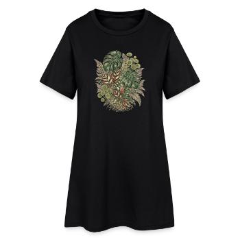 Botanical Jungle – Vintage Pflanzen Bouquet - Frauen T-Shirt-Kleid - Schwarz - Vorne