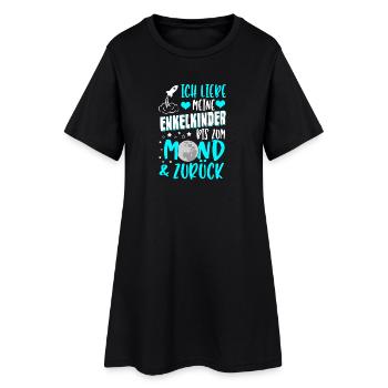 Ich liebe meine Enkelkinder bis zum Mond u. zurück - Frauen T-Shirt-Kleid - Schwarz - Vorne