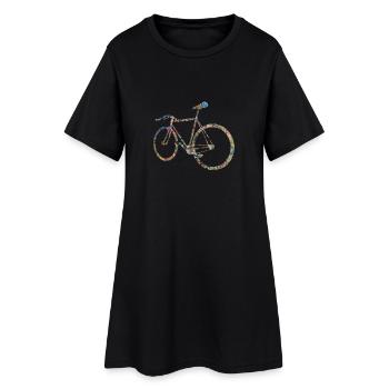 Route - cartes chemise - Robe T-shirt Femme - noir - Devant