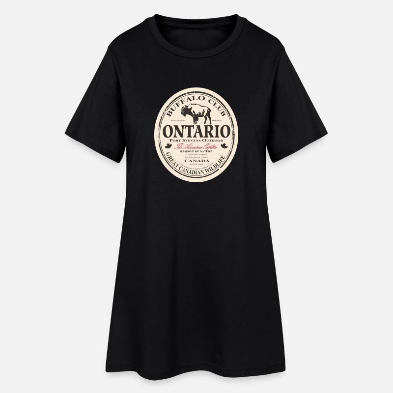 Bison -buffle - Canada - Robe T-shirt Femme - noir