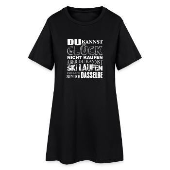 Glück kaufen Ski laufen - Frauen T-Shirt-Kleid - Schwarz - Vorne
