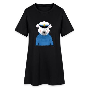 Seebär - Frauen T-Shirt-Kleid - Schwarz - Vorne
