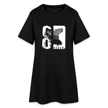 GO VEGAN - Frauen T-Shirt-Kleid - Schwarz - Vorne
