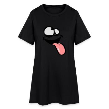 langue raussaugen confus fou visage bande dessinée - Robe T-shirt Femme - noir - Devant
