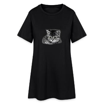 Cat - Yellow Eyes - Women’s T-Shirt Dress - black - Front
