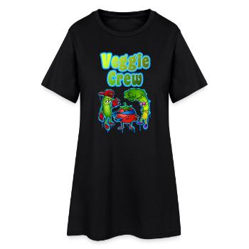 Veggie Crew Gemüsefreunde Cartoon - Frauen T-Shirt-Kleid - Schwarz - Vorne