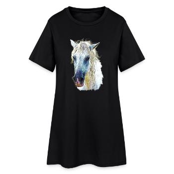 Cheval camarguais en Pastel Fluide - Robe T-shirt Femme - noir - Devant