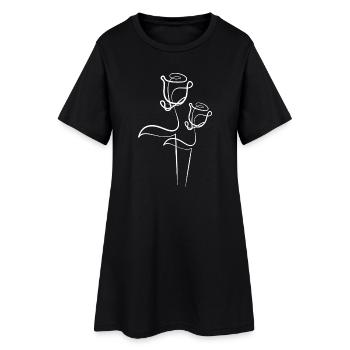 Deux roses - Robe T-shirt Femme - noir - Devant
