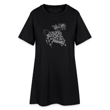 Tortue avec une île sur le dos - gris - Robe T-shirt Femme - noir - Devant