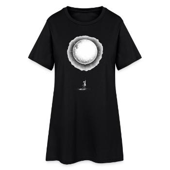 Kind mit Mond Ballon - Frauen T-Shirt-Kleid - Schwarz - Vorne