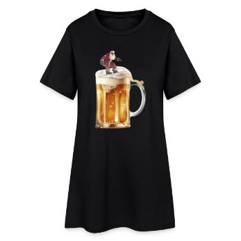 ho ho hol mir mal ein Bier Surfer Weihnachtsmann - Frauen T-Shirt-Kleid - Schwarz - Vorne