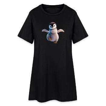 Ein fröhlich tanzender Pinguin - Frauen T-Shirt-Kleid - Schwarz - Vorne