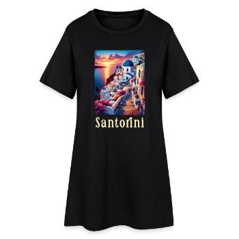 Santorin, Grèce, Voyage sur l'île grecque - Robe T-shirt Femme - noir - Devant