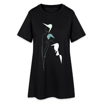 Stylized Family Portrait - Women’s T-Shirt Dress - black - Front