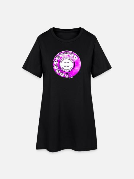 Cadran de téléphone rotatif vintage rétro - Robe T-shirt Femme - noir