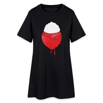 Fraise à la crème – Un design délicieux pour l’été - Robe T-shirt Femme - noir - Devant