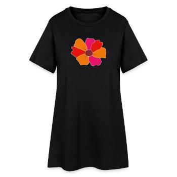 Flower - Frauen T-Shirt-Kleid - Schwarz - Vorne
