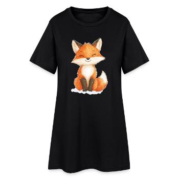 Fuchs Wintermotiv - Frauen T-Shirt-Kleid - Schwarz - Vorne