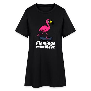 Patin Flamingo on the Move - Robe T-shirt Femme - noir - Devant