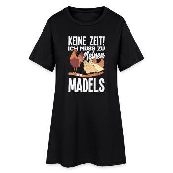 Pas le temps! Je dois aller vers mes filles – des poulets - Robe T-shirt Femme - noir - Devant