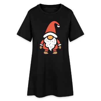 Dessin animé mignon de nain de Noël - Robe T-shirt Femme - noir - Devant