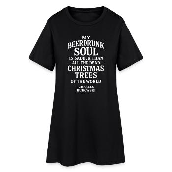 Typographie Drunk Soul inspirée de Bukowski - Robe T-shirt Femme - noir - Devant