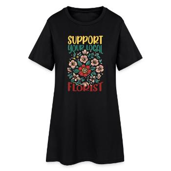 SH0982-Support_Your_Local_Florist - Robe T-shirt Femme - noir - Devant
