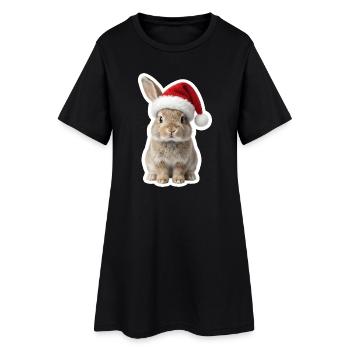 Joli lapin avec chapeau - Lapin de Noël - Robe T-shirt Femme - noir - Devant