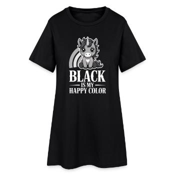 Unicorn Joy : Le noir est ma couleur joyeuse - Robe T-shirt Femme - noir - Devant
