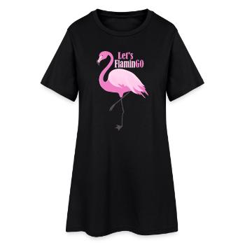 Voyons FlaminGO – Rose Flamingo avec un jeu de mots - Robe T-shirt Femme - noir - Devant
