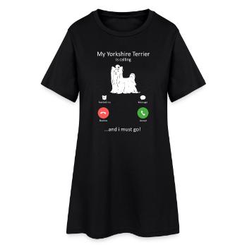 Écran téléphonique du Yorkshire Terrier appelant un amant de chien - Robe T-shirt Femme - noir - Devant
