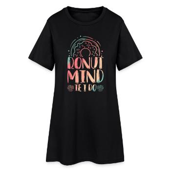 Restauration rapide en donuts - Robe T-shirt Femme - noir - Devant