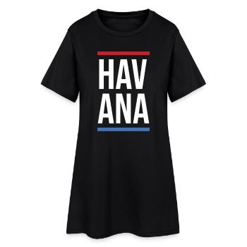 Havana Bold Mono avec des rayures rouge-bleues - Robe T-shirt Femme - noir - Devant