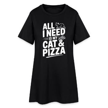 Tout ce dont j’ai besoin, c’est de mon chat et de la pizza - Robe T-shirt Femme - noir - Devant