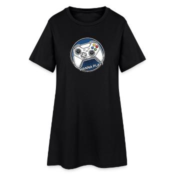 Logo manette : voulez jouer - Robe T-shirt Femme - noir - Devant