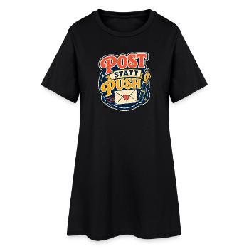 Post statt Push – Retro Briefeschreiben - Frauen T-Shirt-Kleid - Schwarz - Vorne