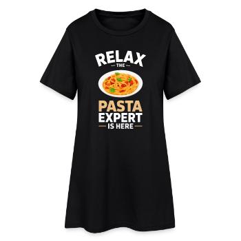Cadeau spaghettis pâtes et nouilles - Robe T-shirt Femme - noir - Devant