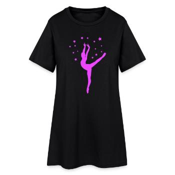 Neon-Tänzerin im Sternenzauber - Frauen T-Shirt-Kleid - Schwarz - Vorne