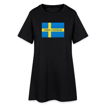 Drapeau suédois – Né en Suède - Robe T-shirt Femme - noir - Devant