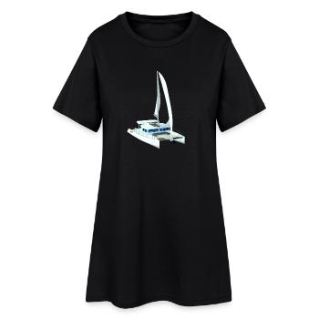 Katamaran 3D - Frauen T-Shirt-Kleid - Schwarz - Vorne