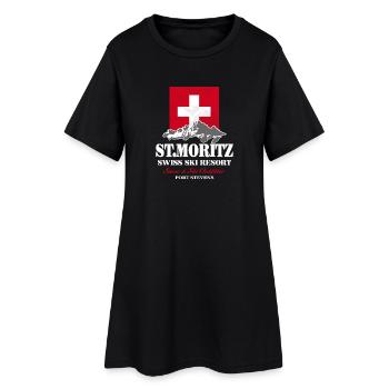 St.Moritz - Swiss Flag - Frauen T-Shirt-Kleid - Schwarz - Vorne