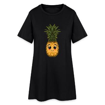 Ananas - Frauen T-Shirt-Kleid - Schwarz - Vorne